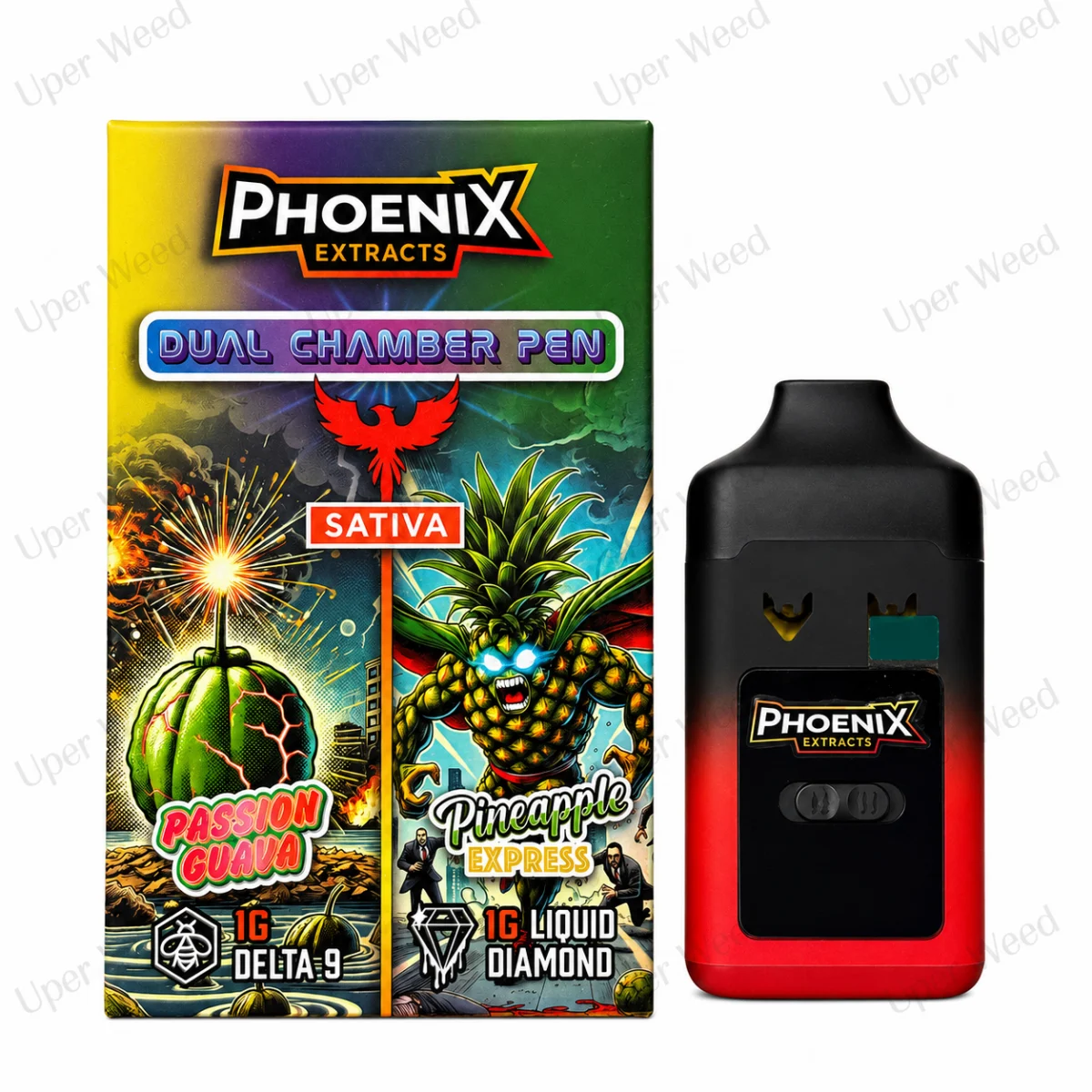 Phoenix 2G Dual Chamber Vape Pen - Passion Guava & Pineapple Express (1G/Chamber)