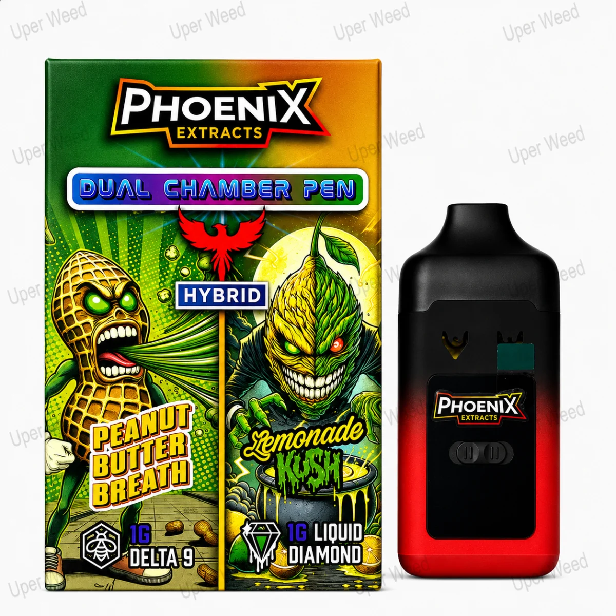 Phoenix 2G Dual Chamber Vape Pen - Peanut Butter Breathe & Lemonade Kush (1G/Chamber)