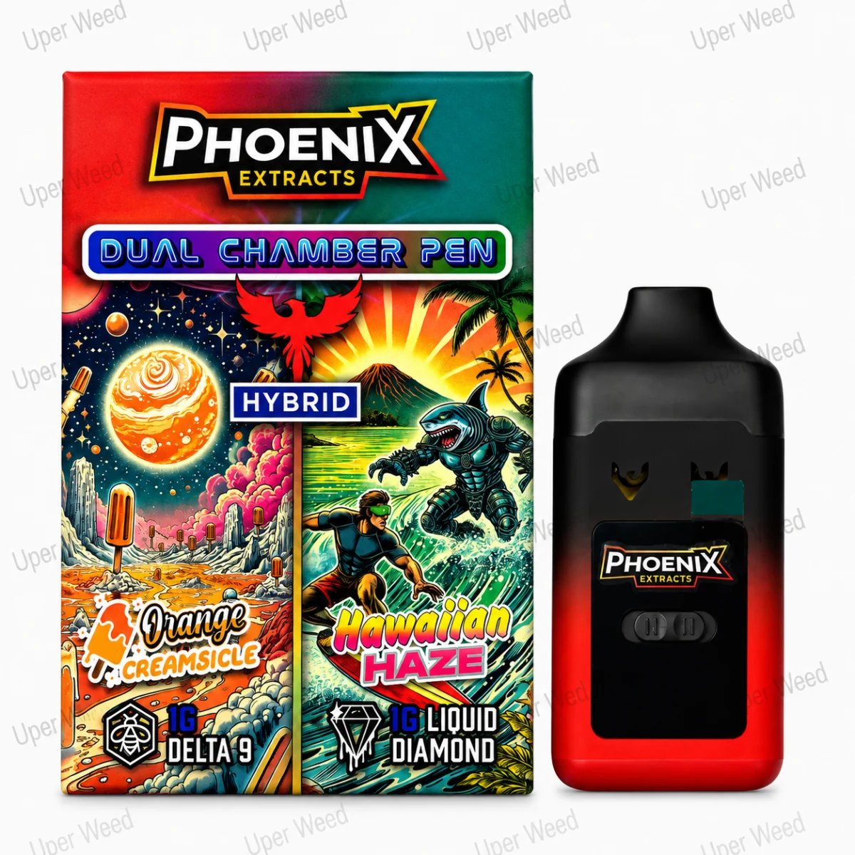 Phoenix 2G Dual Chamber Vape Pen - Orange Creamsicle & Hawaiian Haze (1G/Chamber)