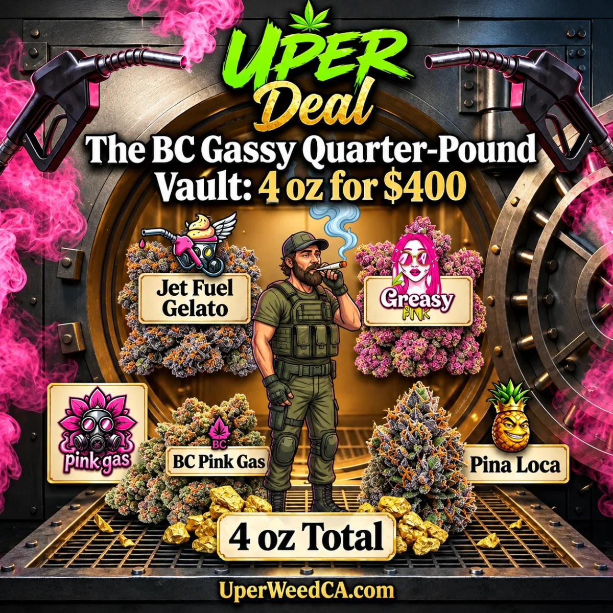 The BC Gassy Quarter-Pound Vault: 4Oz for $400